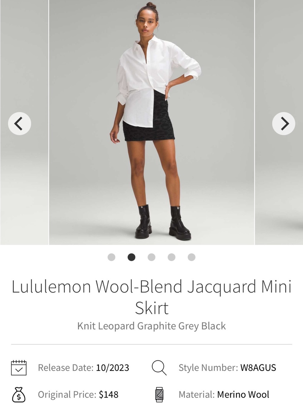 lululemon athletica Black Jacquard Mini Skirt